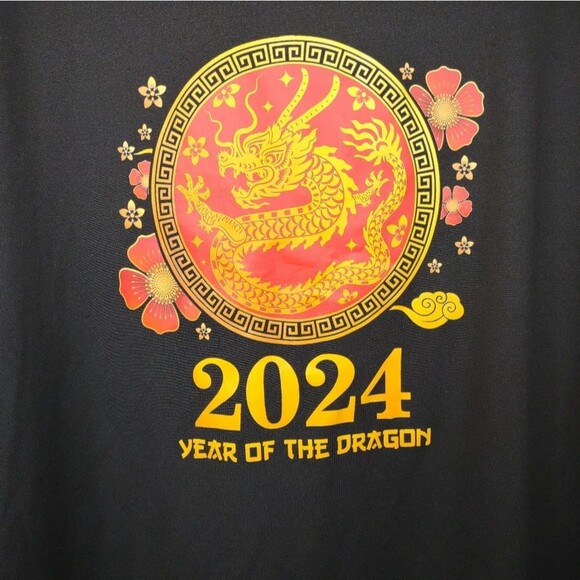 Year of the Dragon Asian 2024 Top Black with Graphics design size XL - Picture 7 of 8